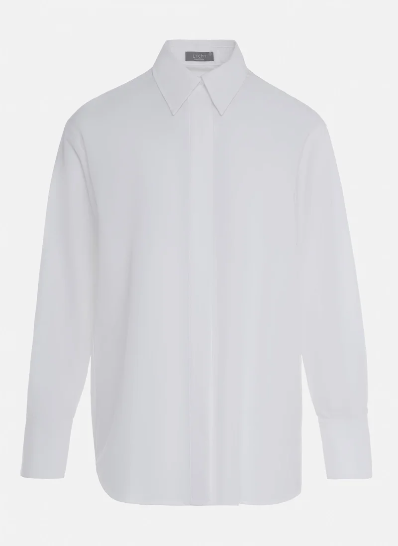 Lichi Loose cut shirt with concealed buttons